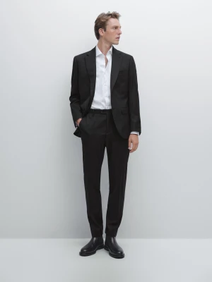 Spodnie Od Garnituru Ze 100% Wełny - Brudnoszary - - Massimo Dutti - Mężczyzna