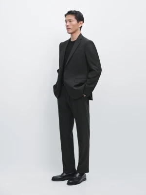 Spodnie Od Garnituru Ze 100% Wełny - Czarny - Massimo Dutti - Male