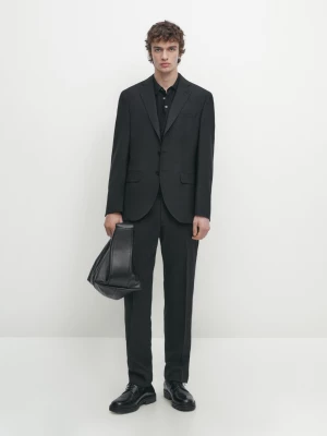 Spodnie Od Garnituru Ze 100% Wełny - Czarny - - Massimo Dutti - Mężczyzna