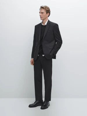 Spodnie Od Garnituru Ze 100% Wełny - Czarny - - Massimo Dutti - Mężczyzna