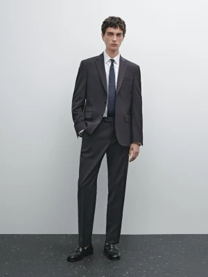 Spodnie Od Garnituru Ze 100% Wełny - Granatowy - - Massimo Dutti - Mężczyzna