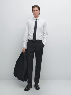 Spodnie Od Garnituru Ze 100% Wełny - Granatowy - - Massimo Dutti - Mężczyzna