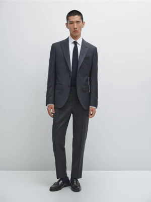 Spodnie Od Garnituru Ze 100% Wełny - Granatowy - - Massimo Dutti - Mężczyzna