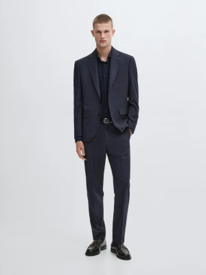 Spodnie Od Garnituru Ze 100% Wełny - Granatowy - - Massimo Dutti - Mężczyzna