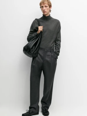 Spodnie Od Garnituru Ze 100% Wełny - Jasnoszary - Massimo Dutti - Male