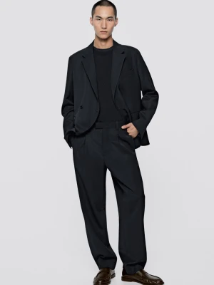Spodnie Od Garnituru Ze 100% Wełny – Limited Edition - Granatowy - Massimo Dutti - Male