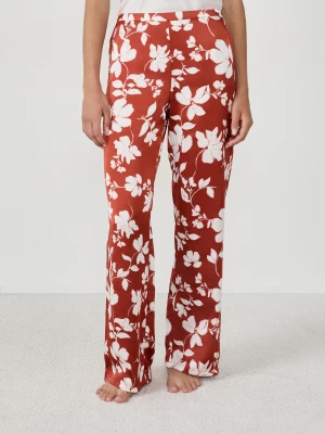 Spodnie od piżamy satynowe z nadrukiem Etam