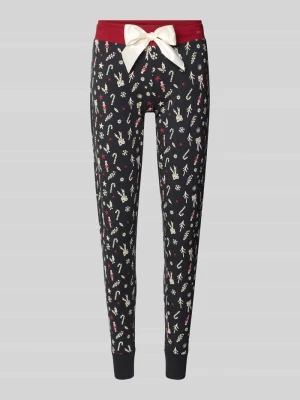 Spodnie od piżamy ze wzorem na całej powierzchni i kokardą SKINY