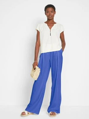 Spodnie palazzo z lekkiego materiału z lnu i wiskozy bonprix