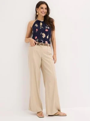 Spodnie palazzo z przewiewnej mieszanki lnu bonprix