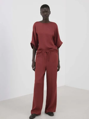 Spodnie palazzo z wysoką talią czerwony - Kobieta - - MANGO
