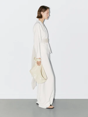 Spodnie Palazzo Z Wysokim Stanem - Studio - Biały - - Massimo Dutti - Kobieta