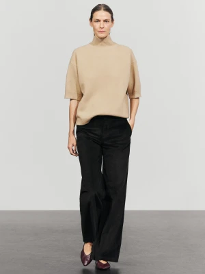 Spodnie Palazzo Ze Sztruksu - Czarny - Massimo Dutti - Female