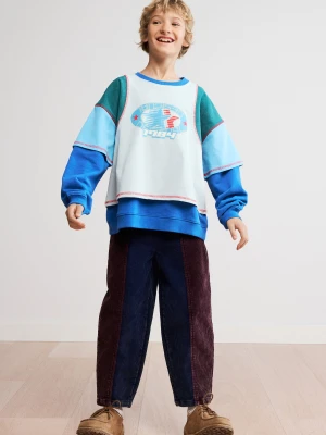Spodnie patchwork z denimu Desigual brązowy