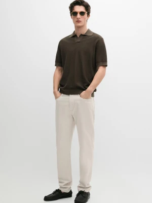 Spodnie Pięć Kieszeni Bawełna Len - Surowy - - Massimo Dutti - Mężczyzna