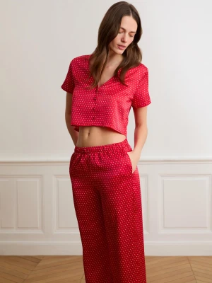 Spodnie piżamowe satynowe w groszki Etam