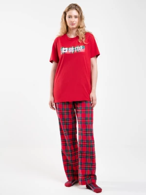 Spodnie piżamowe unisex w kratę czerwone Senmoon 603 BIG STAR
