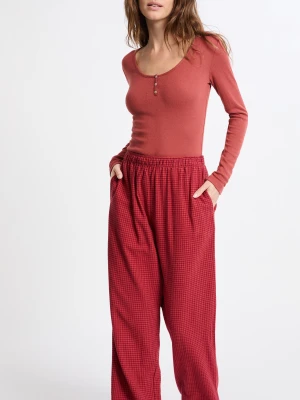 Spodnie piżamowe w kratę z bawełny Etam