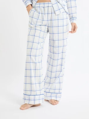 Spodnie piżamowe w kratę z bawełny Etam