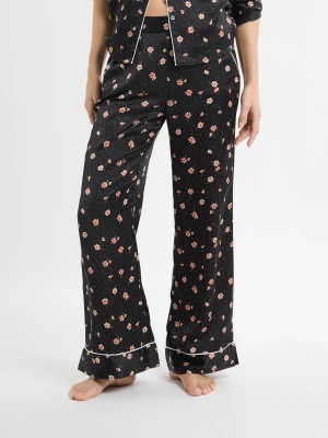 Spodnie piżamowe w kwiatowe wzory z satyny Etam