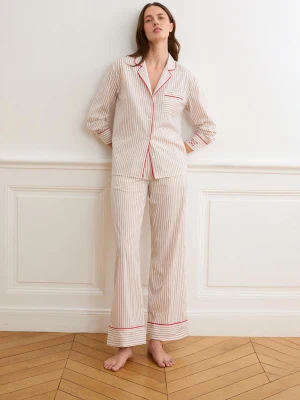 Spodnie piżamowe w paski z bawełną Etam