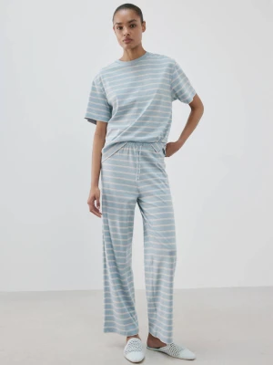 Spodnie piżamowe z bawełny w paski niebieski - Kobieta - - MANGO
