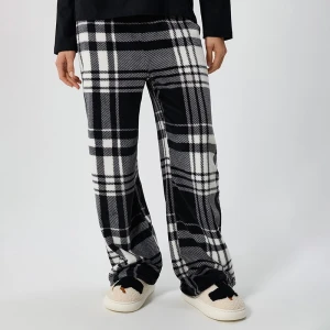 Spodnie polarowe w czarno-białą kratę House
