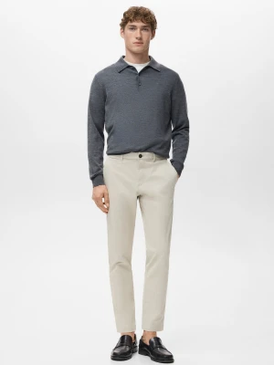 Spodnie Prato chinosy super slim fit cropped kremowy / écru - Mężczyzna - - MANGO MAN