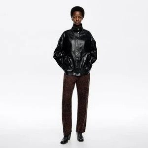 Spodnie proste bez pasa Leopard Big ciemnobrązowa BIMBA Y LOLA