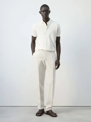 Spodnie regular fit z 100% lnu kremowy / écru - Mężczyzna - - MANGO MAN