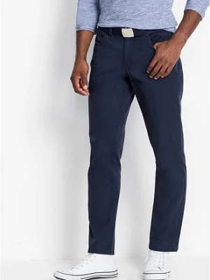 Spodnie regular fit z bawełnianego diagonalu, straight BonPrix niebieski