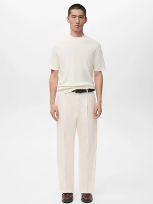 Spodnie regular fit z lejącej tkaniny z zaszewkami beżowy - Mężczyzna - - MANGO MAN