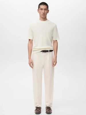 Spodnie regular fit z lejącej tkaniny z zaszewkami beżowy - Mężczyzna - - MANGO MAN