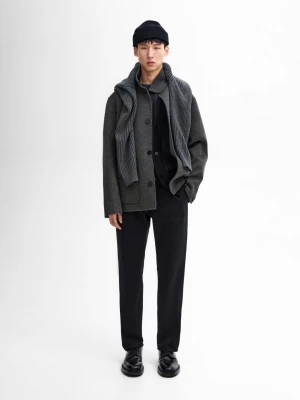 Spodnie Regular Fit Z Mieszanki Bawełny - Granatowy - - Massimo Dutti - Mężczyzna