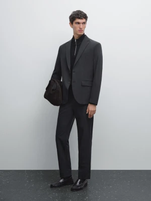 Spodnie Regular Fit Z Tkaniny Technicznej - Granatowy - - Massimo Dutti - Mężczyzna