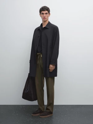 Spodnie Regular Fit Z Tkaniny Technicznej - Zielony - - Massimo Dutti - Mężczyzna