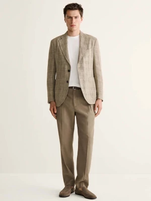 Spodnie regular fit z zaszewkami khaki - Mężczyzna - - MANGO MAN