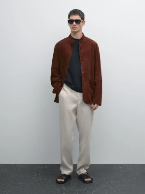 Spodnie Regular Fit Ze 100% Lnu - Piaskowy - - Massimo Dutti - Mężczyzna