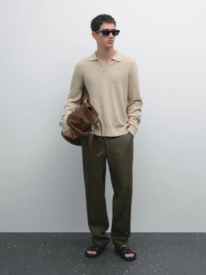 Spodnie Regular Fit Ze 100% Lnu - Zielony - - Massimo Dutti - Mężczyzna