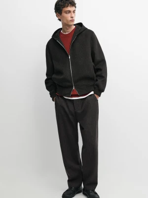 Spodnie Relax Fit W Paski Ze 100% Wełny - Szary Antracytowy - Massimo Dutti - Male