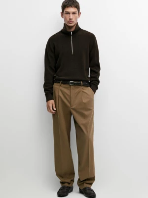 Spodnie Relax Fit Z Bawełnianej Mieszanki - Karmelowy - Massimo Dutti - Male