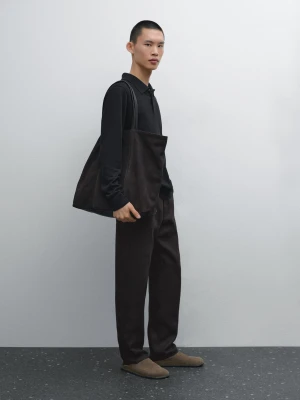 Spodnie Relax Fit Z Denimu I Lnu - Szary - - Massimo Dutti - Mężczyzna