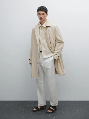 Spodnie Relax Fit Z Mieszanki Bawełny - Surowy - - Massimo Dutti - Mężczyzna