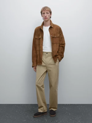 Spodnie Relax Fit Z Zakładkami - Beżowy - - Massimo Dutti - Mężczyzna