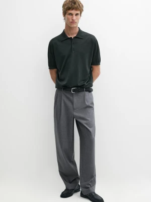 Spodnie Relax Fit Z Zakładkami Z Chłodnej Wełny - Szary - Massimo Dutti - Male