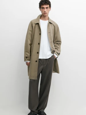 Spodnie Relax Fit Z Zakładkami Ze 100% Chłodnej Wełny - Szarawozielony - Massimo Dutti - Male