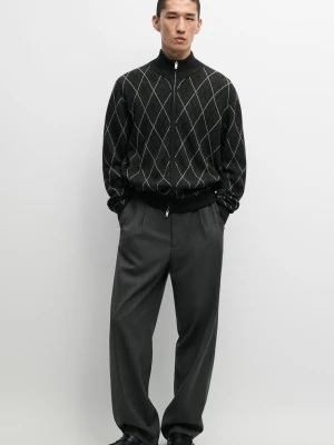 Spodnie Relax Fit Z Zakładkami Ze 100% Chłodnej Wełny - Szary - Massimo Dutti - Male