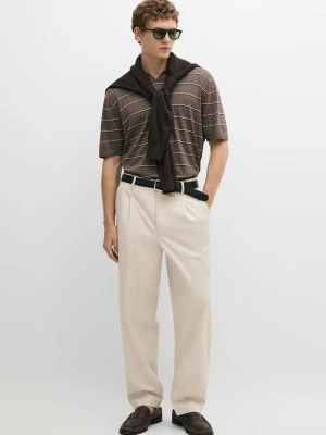 Spodnie Relax Fit Z Zaszewkami - Beżowy - Massimo Dutti - Male