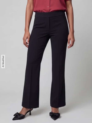 Spodnie rozszerzane o kroju regular fit z mieszanki wiskozy model 'NANOU' SEDUCTIVE Granatowy