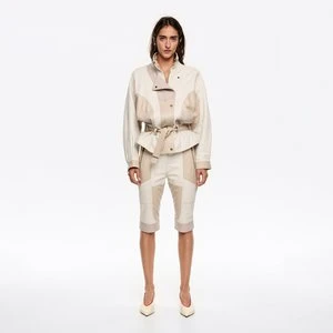 Spodnie rybaczki skóra trzykolorowe kość słoniowa BIMBA Y LOLA